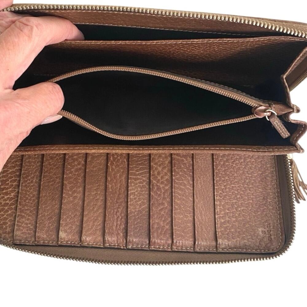 Gucci tassle brown OLD LIBECCIO GG leather organizer wallet - Picture 7 of 16
